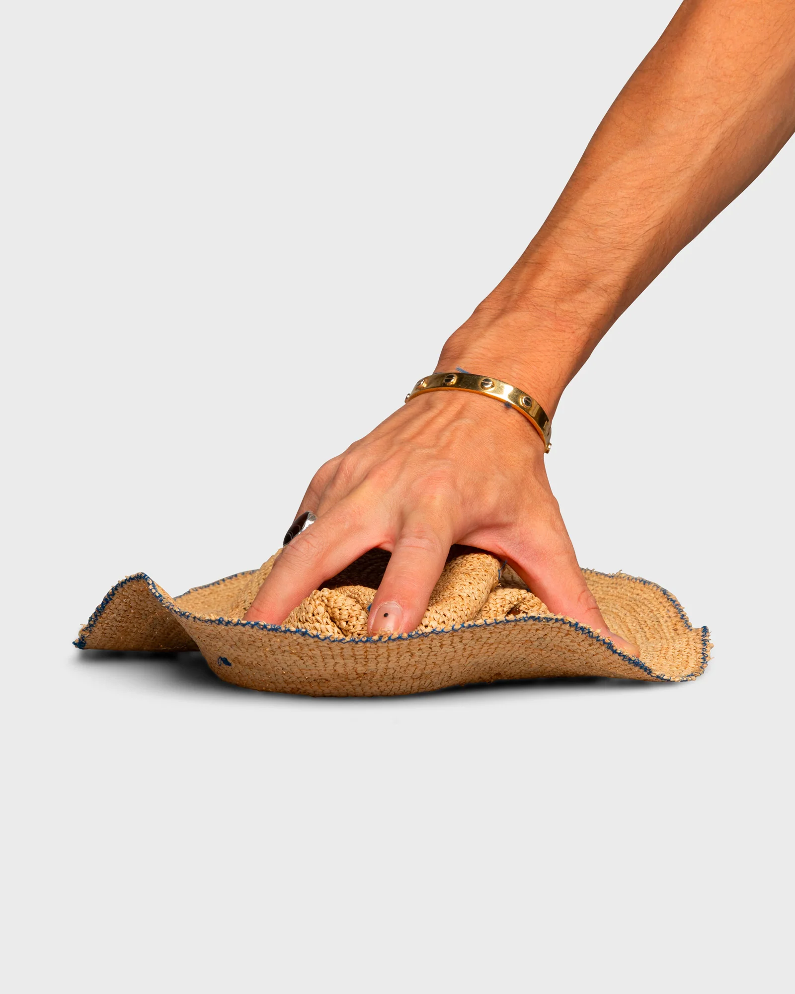 Hobo Rafia Crochet Natural Blue Stitch - Image 5