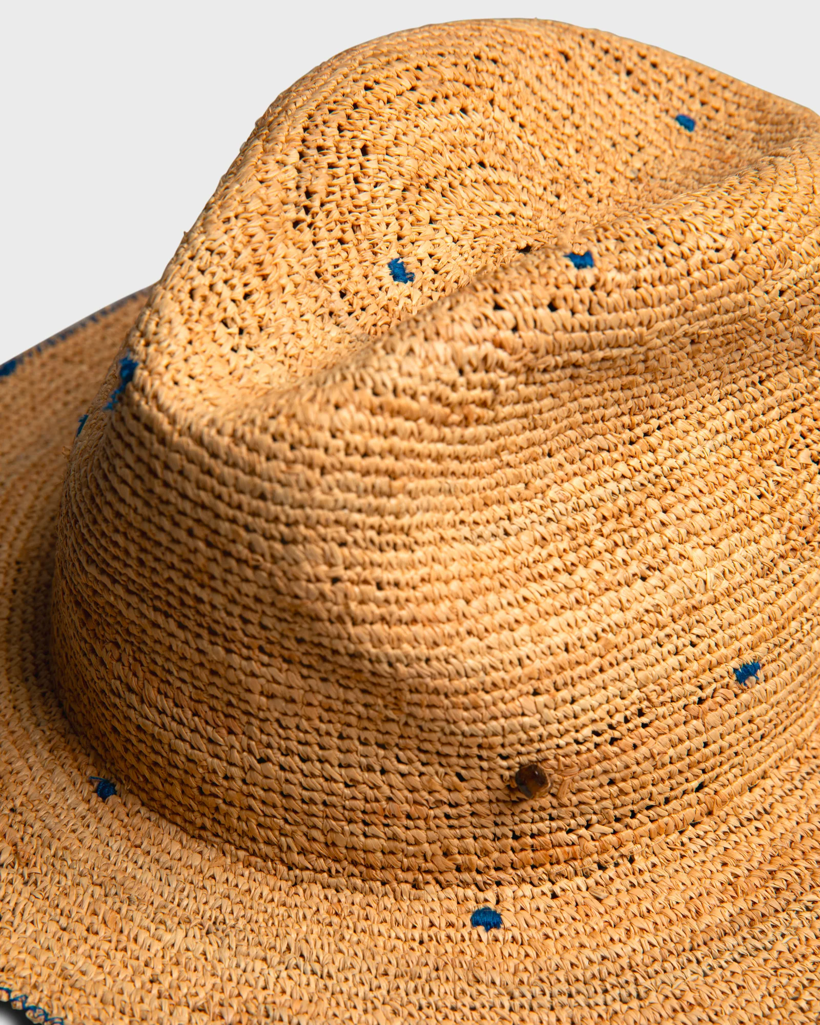 Hobo Rafia Crochet Natural Blue Stitch - Image 6